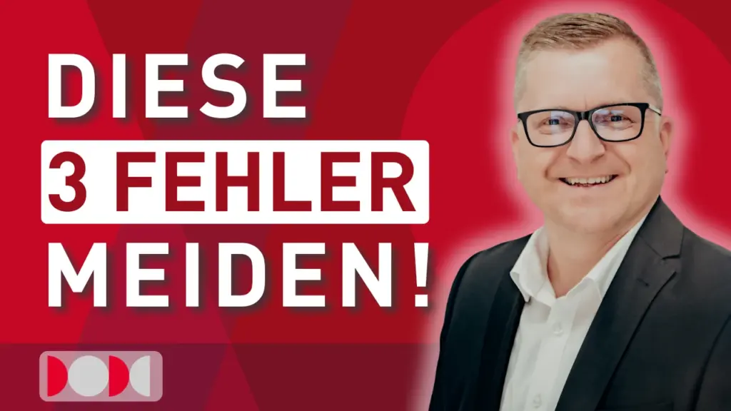 Dietmar Gross, Finanzberater und Kooperationspartner von nowinta, neben dem Schriftzug „Diese 3 Fehler meiden!“