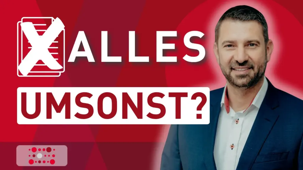 Thomas Krause, Mitglied der Geschäftsleitung von nowinta, neben dem Schriftzug „Alles umsonst?“